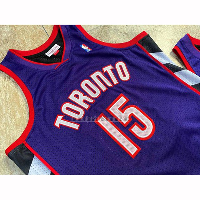 Camiseta Toronto Raptors Vince Carter NO 15 Hardwood Classics Throwback Negro Violeta